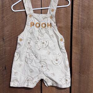 Disney Baby Winnie The Pooh Overall Shorts One Piece Yellow Size 3 Months